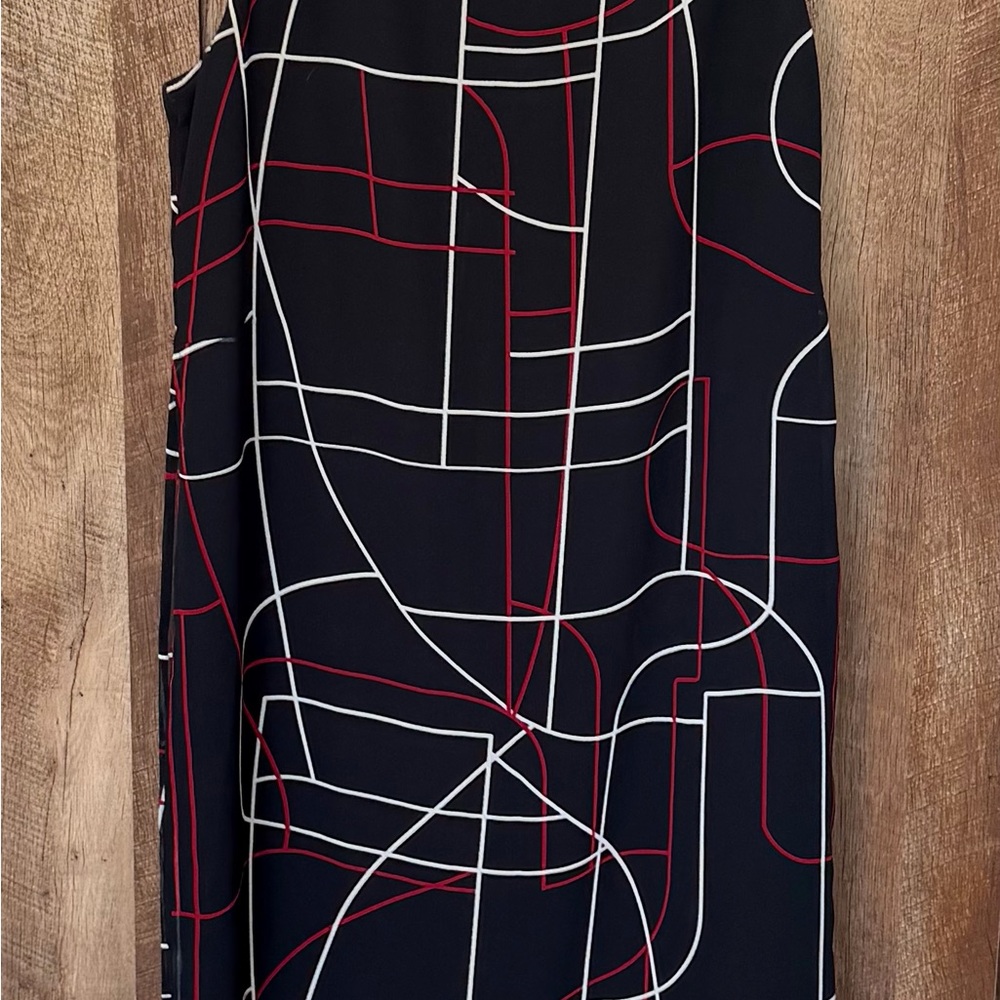 Alfani Black Dress with Red and White Geometric Design - Picture 2 of 12